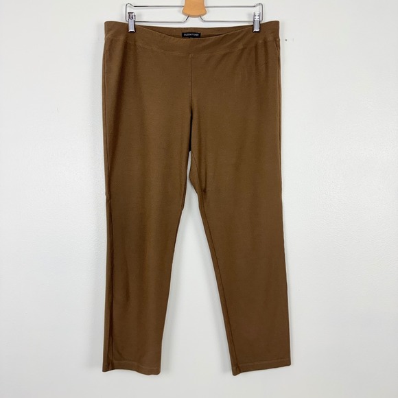 Eileen Fisher Pants - Eileen Fisher Washable Stretch Crepe Ankle Pants Women L Brown Pull On Neutral
